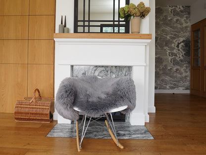 SHEEPSKIN GREY Throw Genuine leather Sheep Skin Decorative rug grey 50'' x 30" comfy, cozy, hair is very thick, shiny !