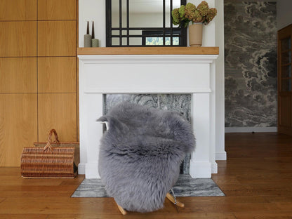 SHEEPSKIN GREY Throw Genuine leather Sheep Skin Decorative rug grey 50'' x 30" comfy, cozy, hair is very thick, shiny !