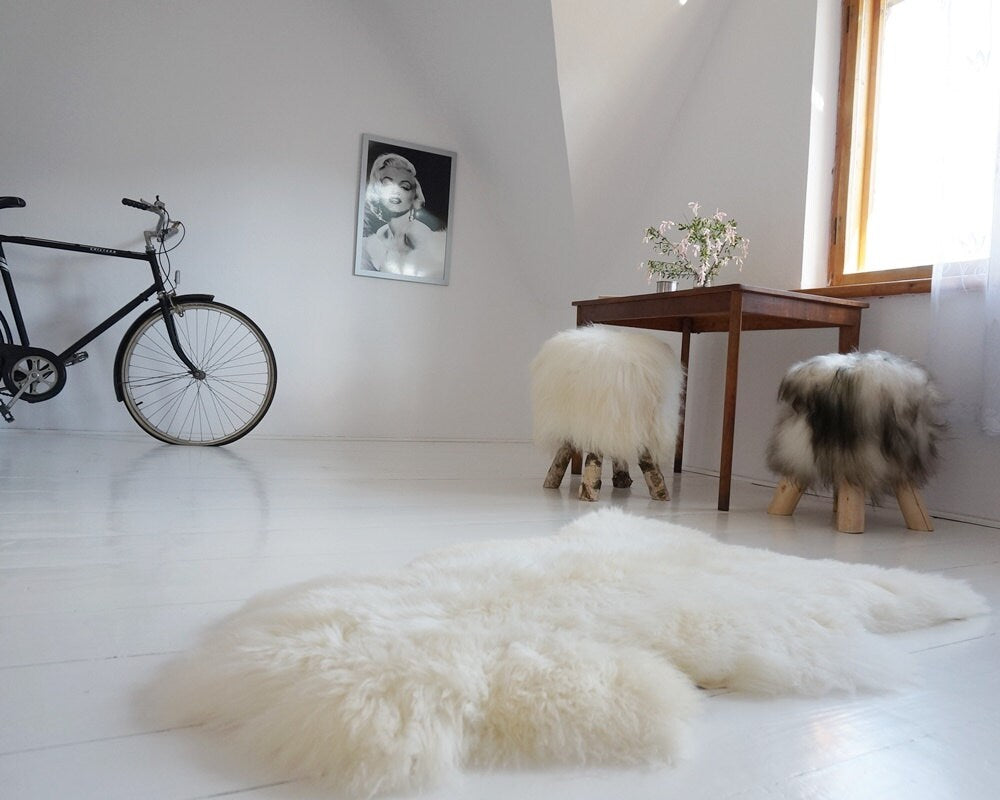 Big Gray Rugs White Sheepskin Rug 48'' x 28'' Sheepskin Throw Cheap Rugs Super Soft Long Fur Shag Rugs, Pelt, Throw Rugs, Scandinavian Style