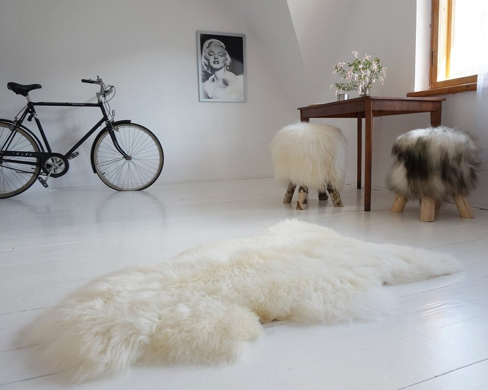 Big Gray Rugs White Sheepskin Rug 48'' x 28'' Sheepskin Throw Cheap Rugs Super Soft Long Fur Shag Rugs, Pelt, Throw Rugs, Scandinavian Style