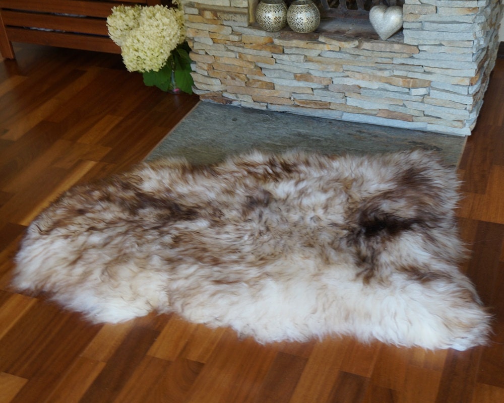 Original Brown Mouflon   48" x 28" Genuine Natural Sheepskin  Genuine Natural Sheepskin Rugs Exclusive Rug Gray Rugs Outdoor  Cheap Rugs