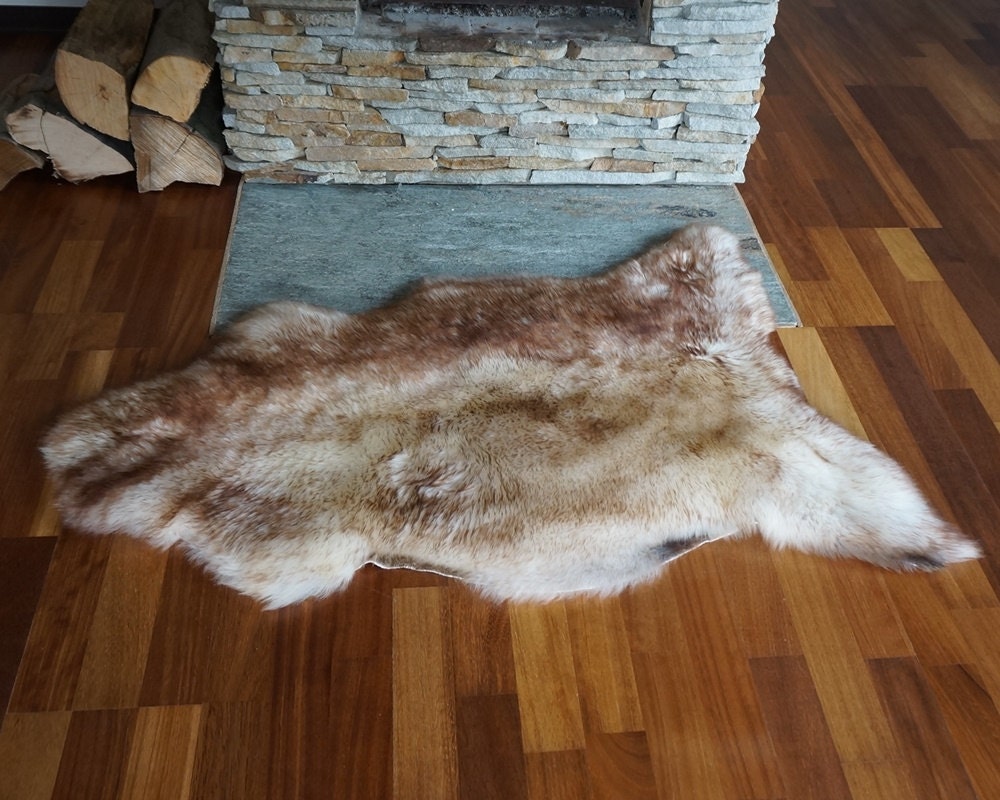 Original Brown Mouflon   46'' x 26'' Genuine Natural Sheepskin Rug Exclusive Lamb, Bathroom Rugs, Chair Throw, Scandinavian style