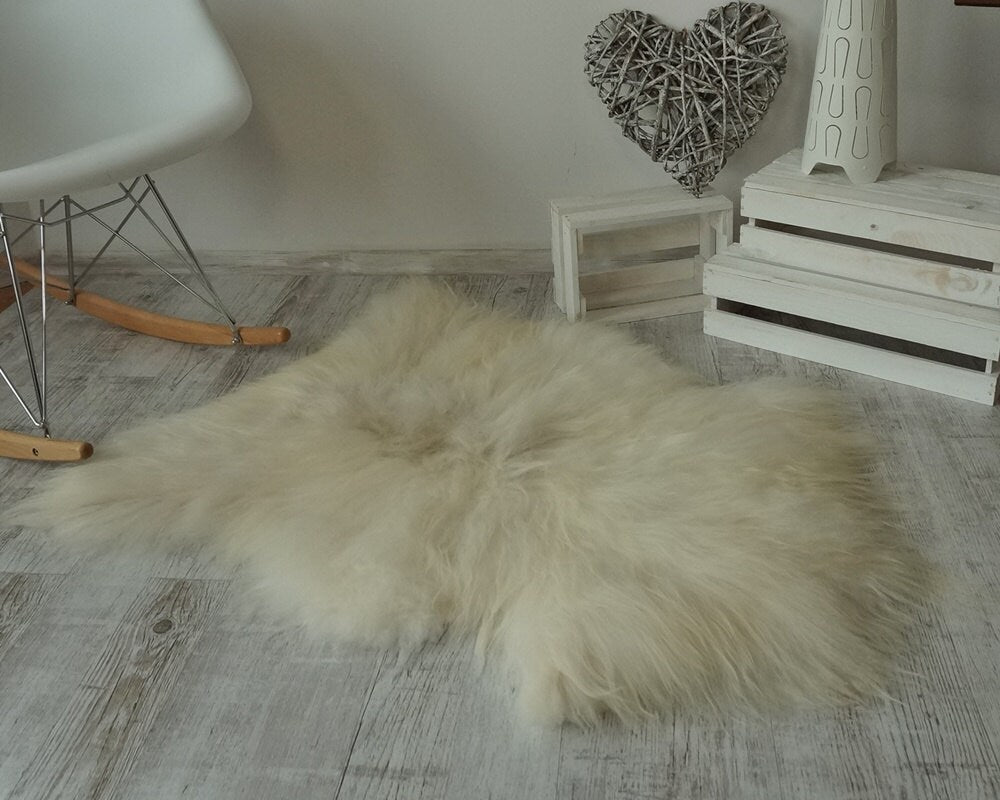 SHEEPSKIN ICELANDIC Cream XL 48" x 28" Rug Genuine Natural Sheepskin Area Rugs Carpet Draped on Chairs Cheap Rugs Shag Area Rug Throw