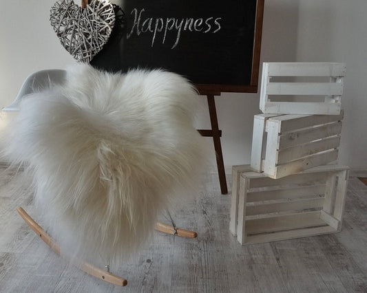 BIG SHEEPSKIN Iceland White Throw Genuine leather Sheep Skin 50"x 30"  Decorative rug White comfy, cozy, hair is very thick, shiny !