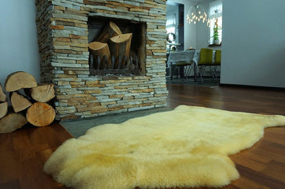 X  SHEEPSKIN MEDICAL Healthy Yellow Relugan Throw Genuine leather Sheep Skin Decorative rug 50 "x30" comfy, cozy, hair is very thick, shiny