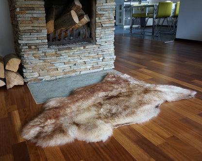 Original Brown Mouflon   46'' x 26'' Genuine Natural Sheepskin Rug Exclusive Lamb, Bathroom Rugs, Chair Throw, Scandinavian style