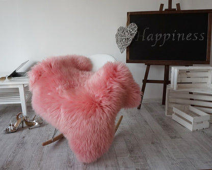 Regular SHEEPSKIN PINK Throw Genuine leather Sheep Skin 48" x 28"  Decorative rug Natural comfy, cozy, hiny !