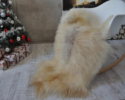 SHEEPSKIN ICELANDIC Cream XXL 50" x 28" Rug Genuine Natural Sheepskin Area Rugs Carpet Draped on Chairs Cheap Rugs Shag Area Rug Throw