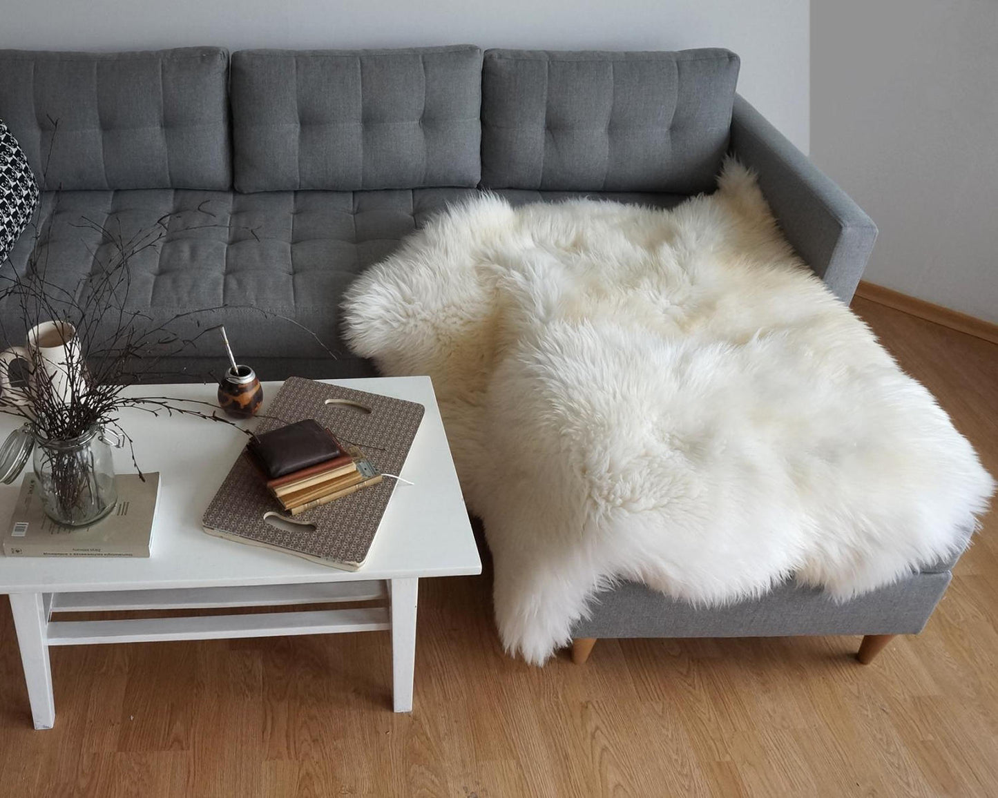 GIANT SHEEPSKIN Triple White Throw Genuine leather Sheep Skin Decorative rug Natural comfy, cozy, hair is very thick, shiny !