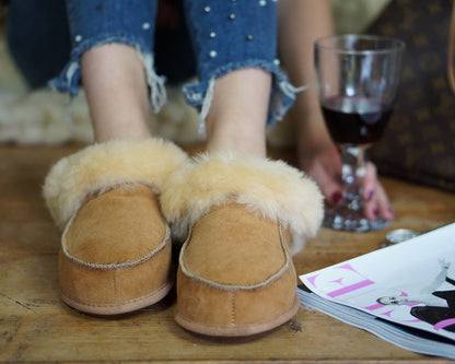 Women Natural Leather, Sheepskin Shearling Slippers, shoes boots Very light and comfy! Good gift! Genuine