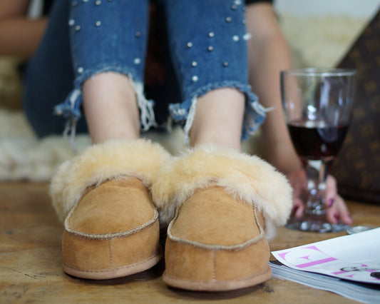 Women Natural Leather, Sheepskin Shearling Slippers, shoes boots Very light and comfy! Good gift! Genuine