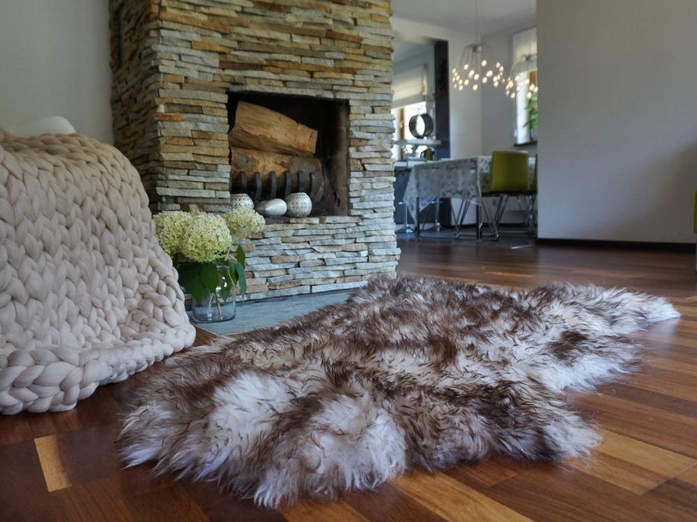 Original Brown Mouflon X  50" x 30" Genuine Natural Sheepskin  Genuine Natural Sheepskin Rugs Exclusive Rug Gray Rugs Outdoor  Cheap Rugs