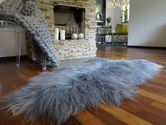 SHEEPSKIN Icelandic Grey   Grey Rug Genuine Natural Sheepskin Rug Gray Rugs Carpet Outdoor Rugs Cheap Rugs Shag Grey Gray Rug Thro