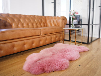 BIG SHEEPSKIN Pink Rugs Throw Genuine leather Sheep Skin 50" x 28" Decorative rug Natural comfy Gray rugs outdoor fur rug