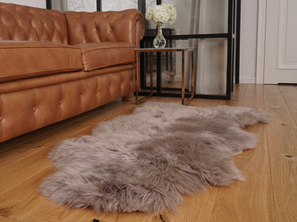 SHEEPSKIN   Brown Throw Genuine leather Sheep Skin 50"x 30"  Decorative Brown Creamy Rug Natural Throw Rugs Carpet Rugs Che