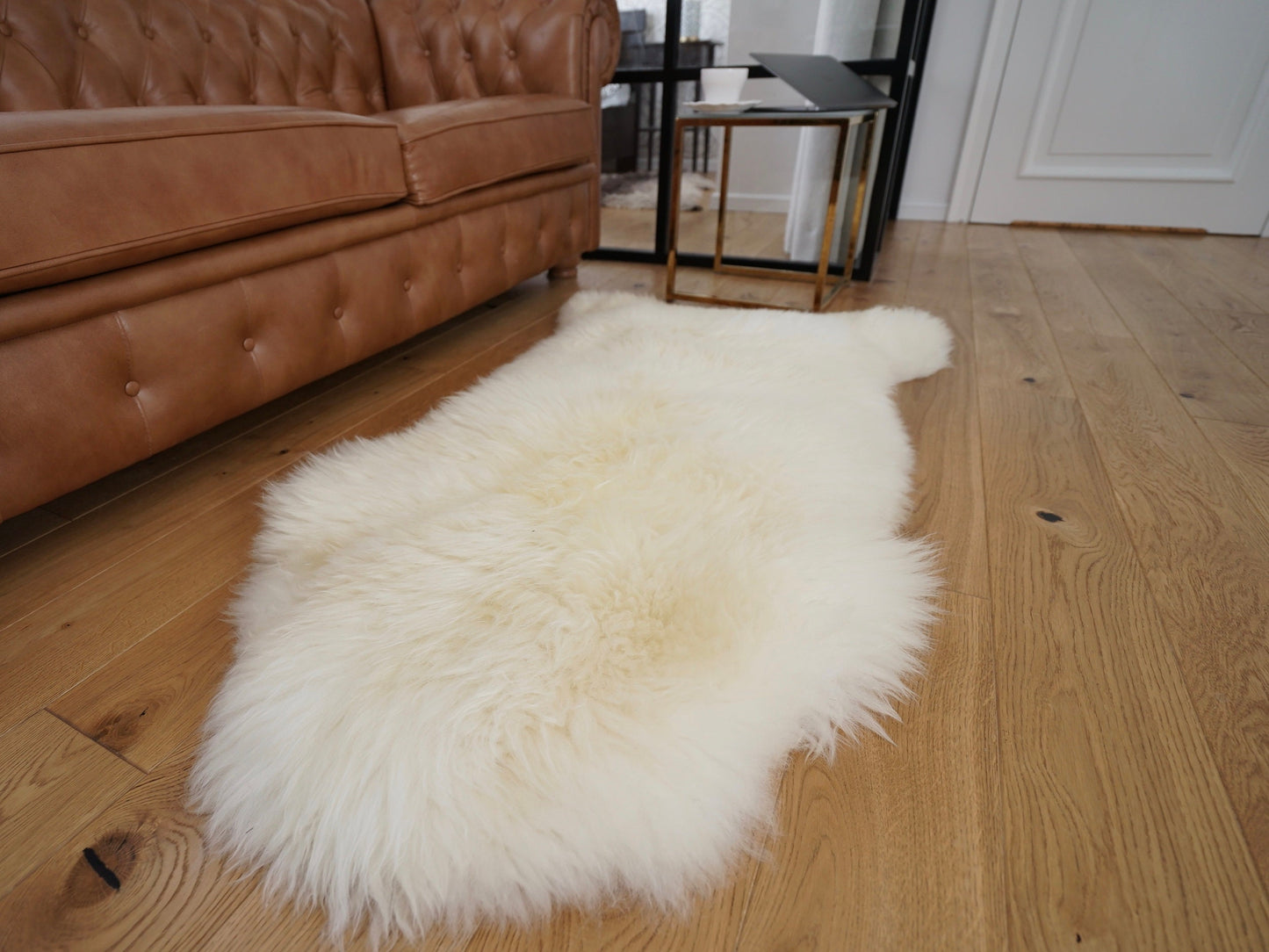 Original, Natural BIG White Genuine Natural Sheepskin Rug Exclusive rug 48'' - 28''