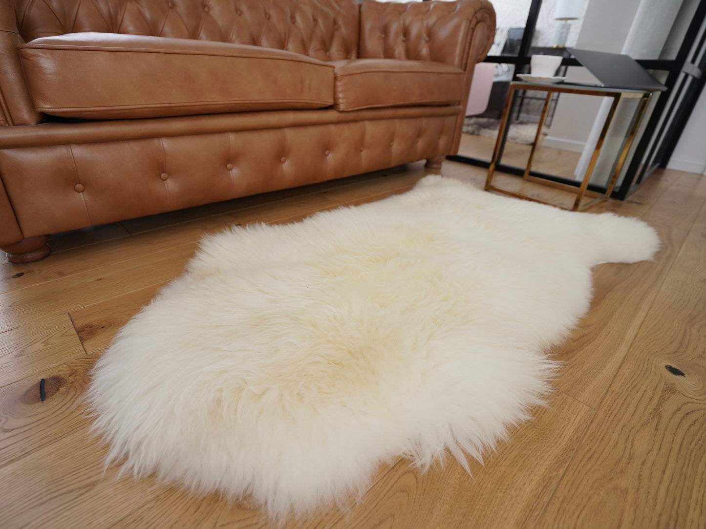 Original, Natural BIG White Genuine Natural Sheepskin Rug Exclusive rug 48'' - 28''