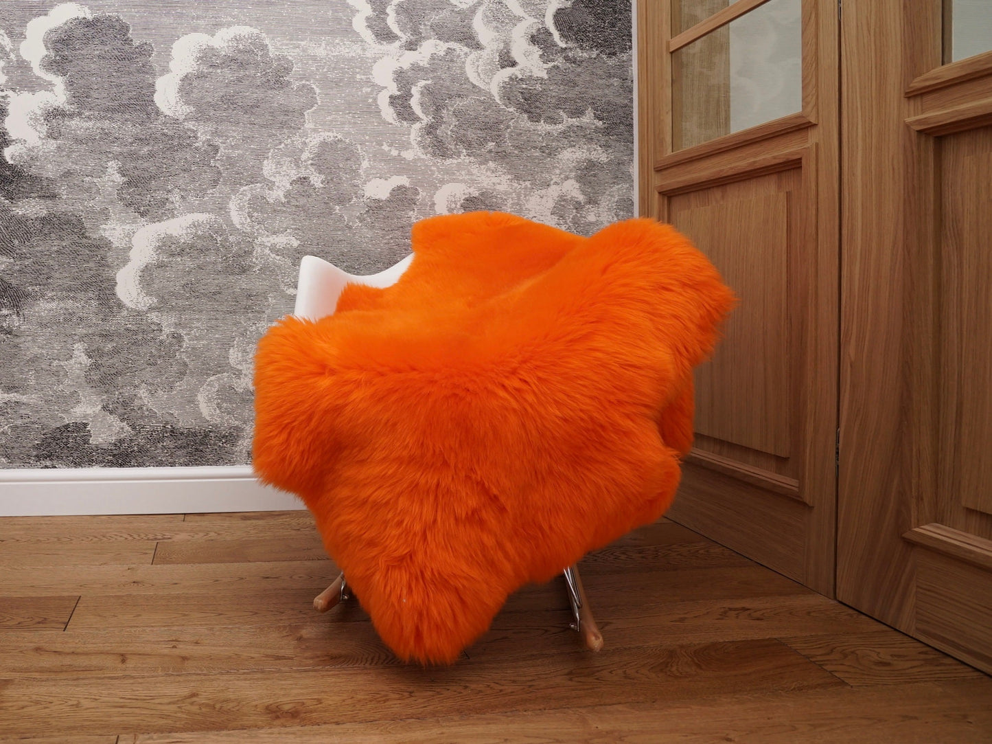 SHEEPSKIN Orange   Throw Genuine leather Sheep Skin  Decorative rug brown comfy, cozy, hair is very thick, shiny !