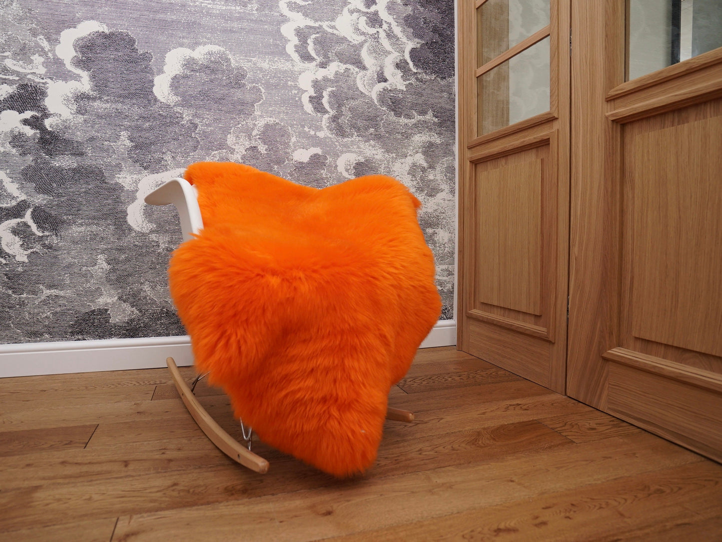 SHEEPSKIN Orange   Throw Genuine leather Sheep Skin  Decorative rug brown comfy, cozy, hair is very thick, shiny !