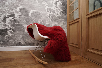 SHEEPSKIN Burgundy   Throw Genuine leather Sheep Skin  Decorative rug Burgundy comfy, cozy, hair is very thick, shiny !