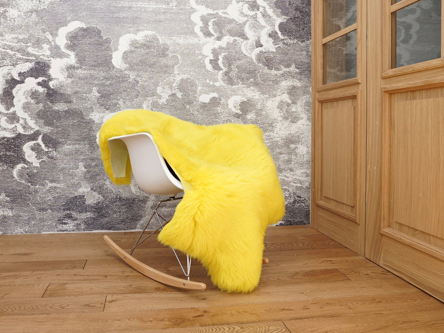 SHEEPSKIN Yellow Throw Genuine leather Sheep Skin Dyed Decorative rug  yellow comfy, cozy, hair is very thick, shiny !