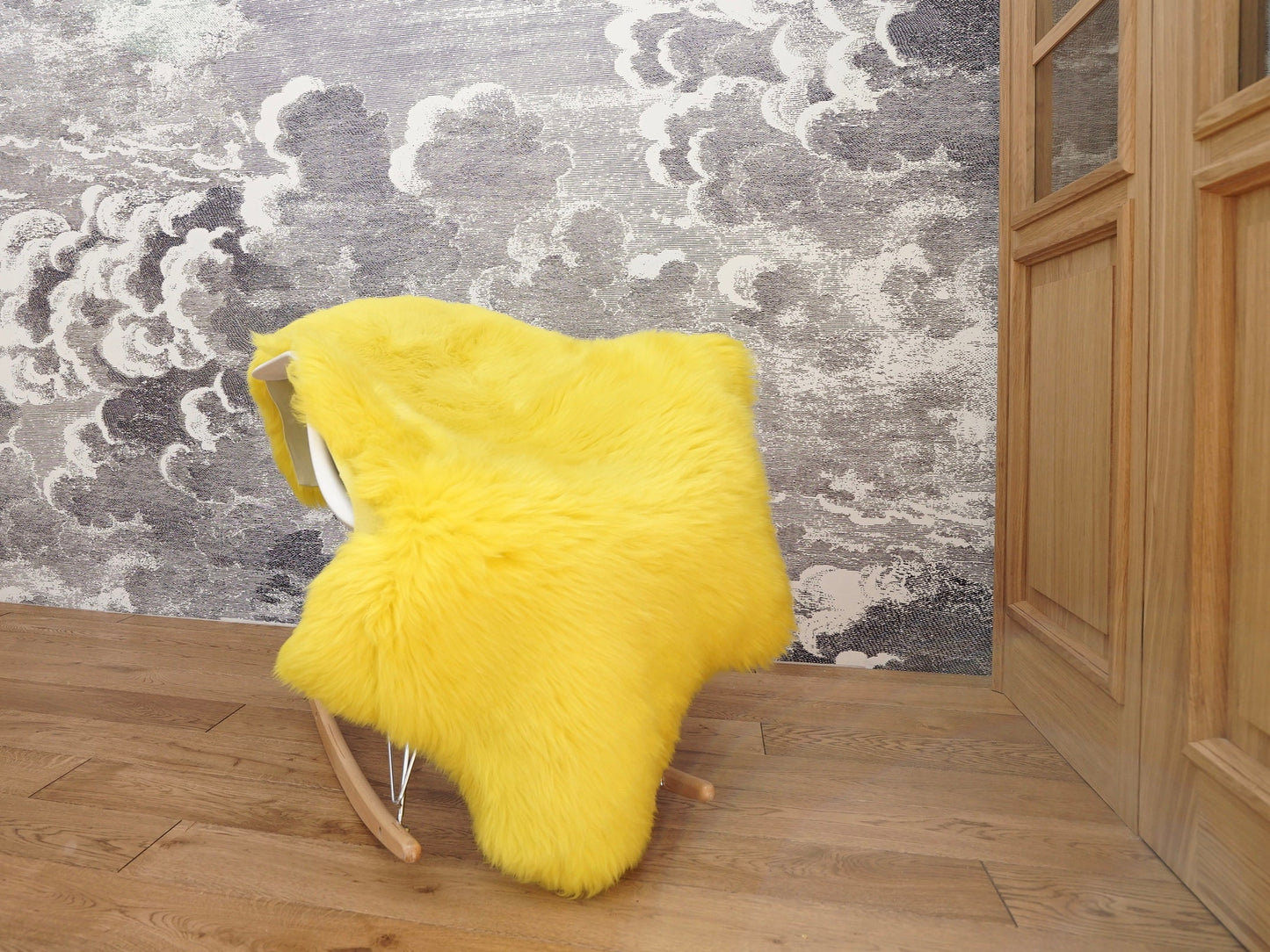 SHEEPSKIN Yellow Throw Genuine leather Sheep Skin Dyed Decorative rug  yellow comfy, cozy, hair is very thick, shiny !