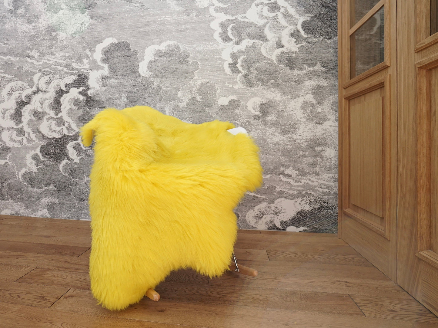 SHEEPSKIN Yellow Throw Genuine leather Sheep Skin Dyed Decorative rug  yellow comfy, cozy, hair is very thick, shiny !