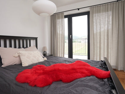 Regular SHEEPSKIN Red Throw Genuine leather Sheep Skin 48 " x 28"  Decorative rug Natural comfy, cozy, hiny !