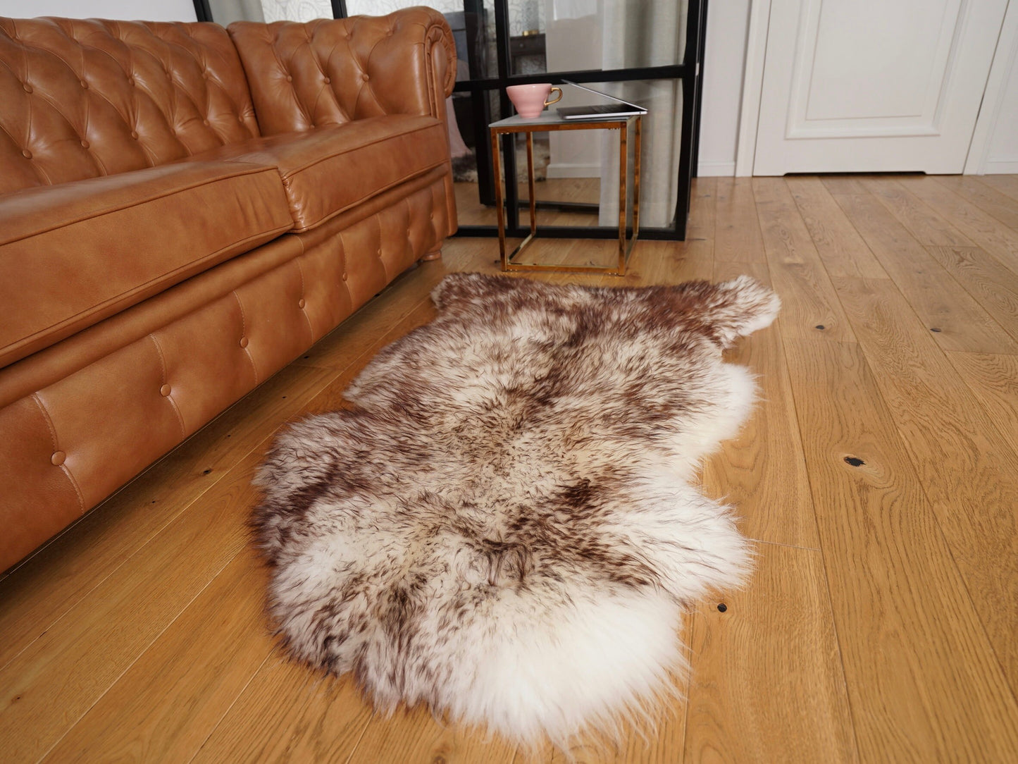 Original Brown Mouflon   48'' x 28'' Genuine Natural Sheepskin Rug Exclusive Lamb, Bathroom Rugs, Chair Throw, Scandinavian style