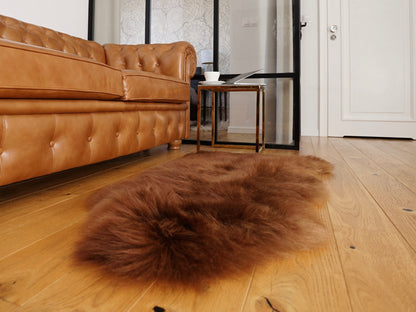 SHEEPSKIN Brown   Throw Genuine BT2 leather Sheep Skin  Decorative rug brown comfy, cozy, hair is very thick, shiny, 48"/ 26"