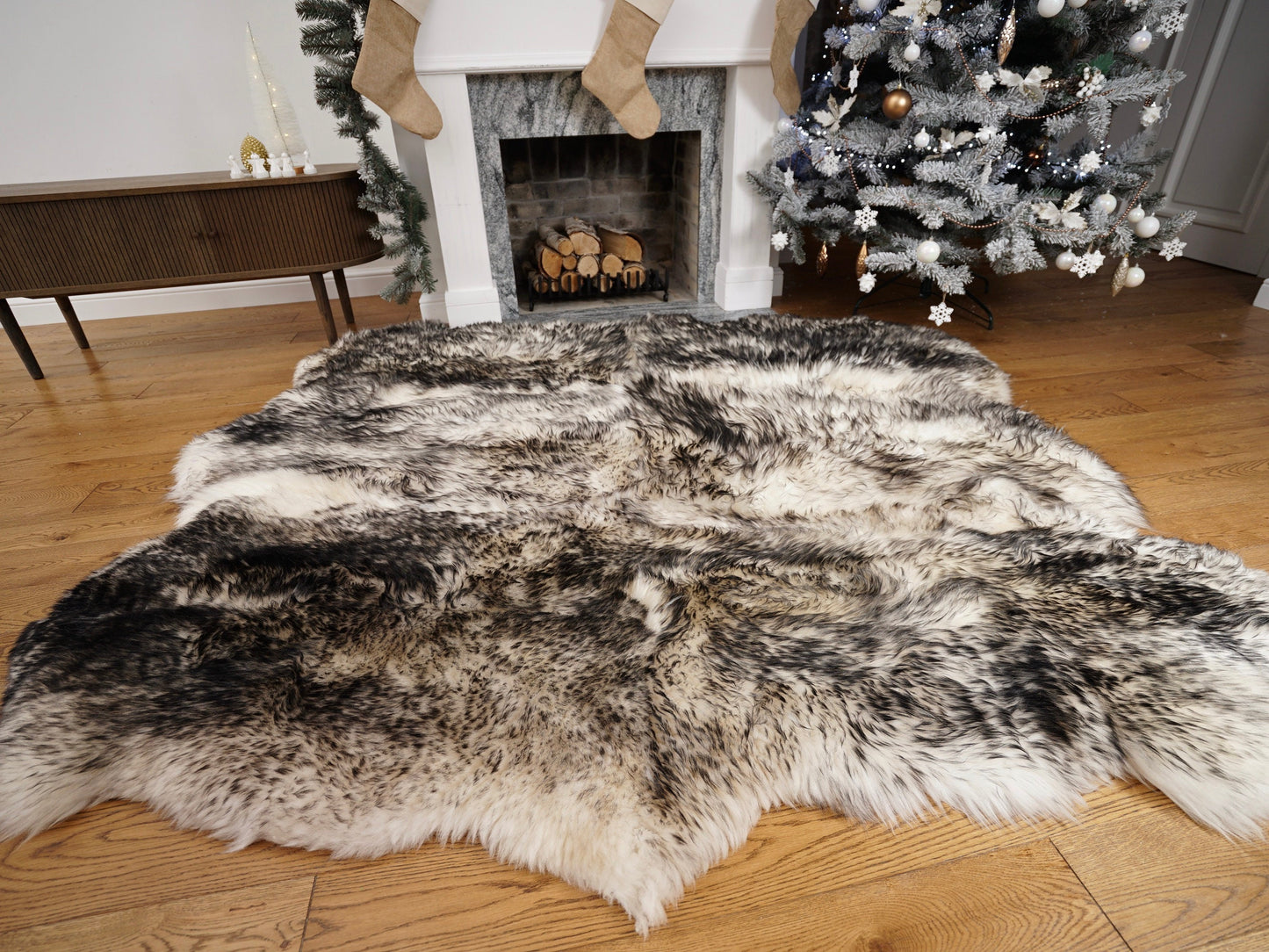 SUPER sale Rug SEXTO SHEEPSKIN MouflonThrow Genuine Leather Sheep Skin Decorative rug - White comfy, cozy, natural very thick!