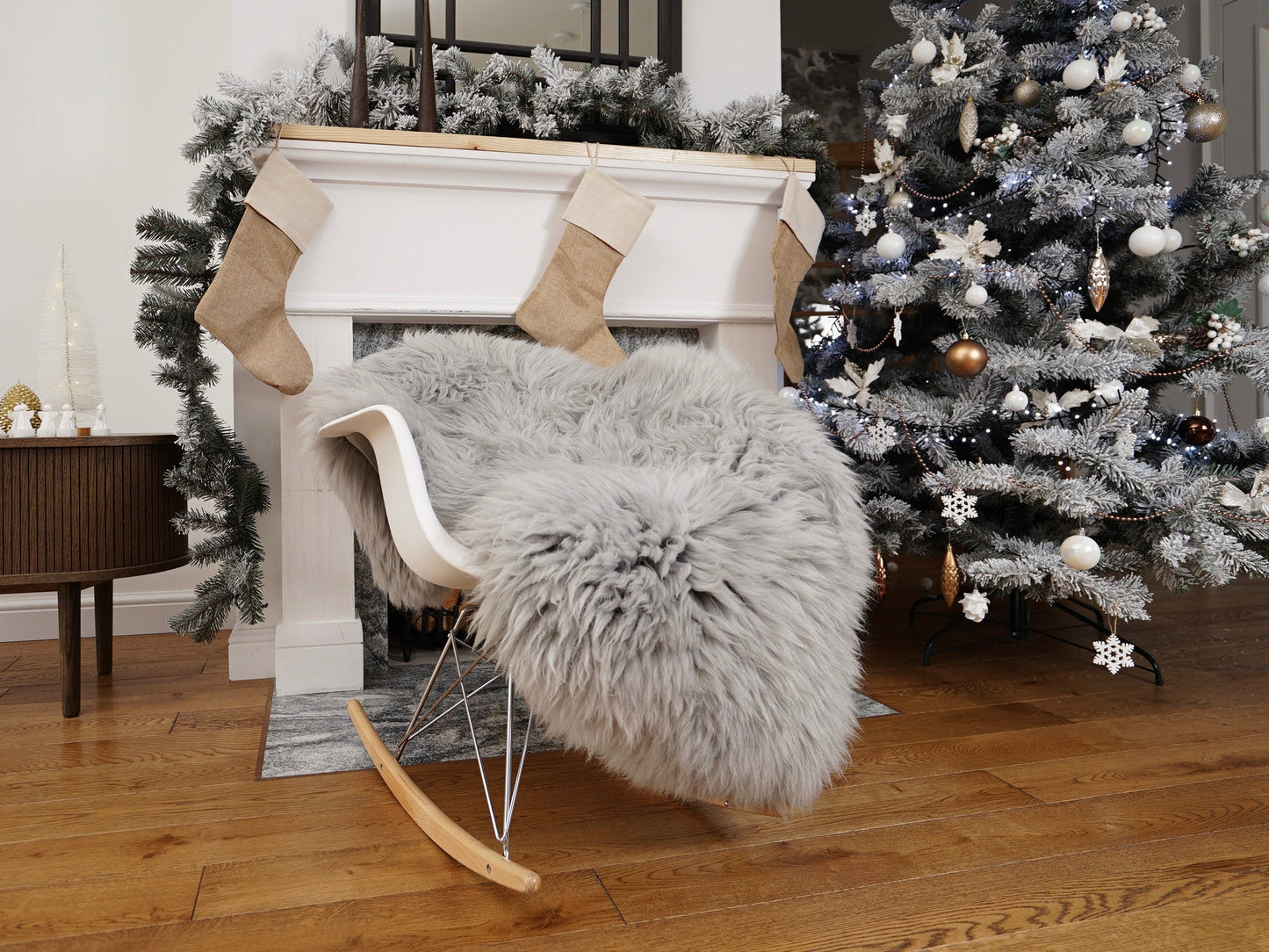 SHEEPSKIN GREY XL 48'' x 28" Throw Genuine leather Sheep Skin Decorative rug grey comfy, cozy, hair is very thick, shiny !