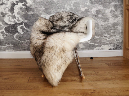 Original, Natural BIG Black Mouflon Genuine Natural Sheepskin Rug Exclusive rug