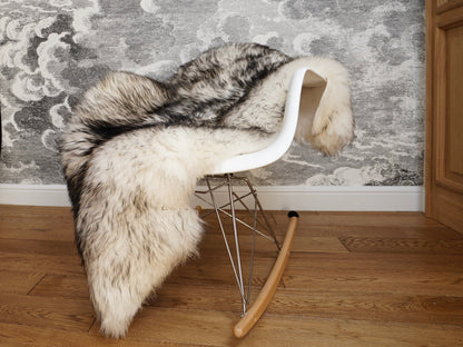 Original, Natural BIG Black Mouflon Genuine Natural Sheepskin Rug Exclusive rug