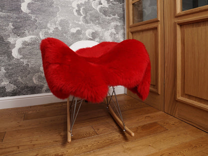 SHEEPSKIN Red X  Throw Genuine leather Sheep Skin  Decorative rug green comfy, cozy, hair is very thick, shiny !