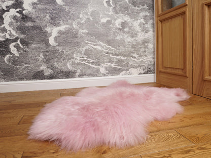 BIG Sheepskin Pink  Rugs Throw Genuine ICELANDIC 50" x 30" Decorative rug Natural comfy rugs outdoor fur rug