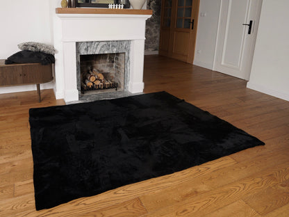 Genuine Toscana Lamb Sheepskin Throw Blanket Rug Black Bed Spread Sofa Throw Throw Throw Rug  Rug Large Rug