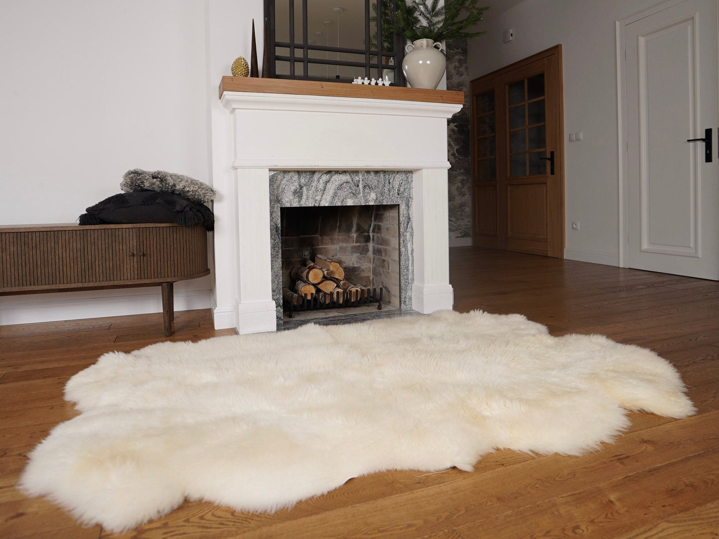 GIANT RUG FOUR sheepskin  White Throw Genuine leather Sheep Skin Decorative rug White comfy, cozy, Natural very thic!