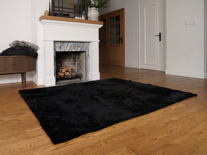 Genuine Toscana Lamb Sheepskin Throw Blanket Rug Black Bed Spread Sofa Throw Throw Throw Rug  Rug Large Rug