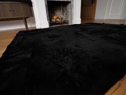 Genuine Toscana Lamb Sheepskin Throw Blanket Rug Black Bed Spread Sofa Throw Throw Throw Rug  Rug Large Rug