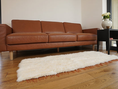 Carpet is hand-woven from sheepskin  Decorative rug Natural comfy, cozy, hair is very thick, shiny !