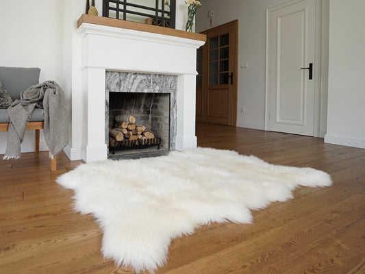 SHEEPSKIN Triple short hair XXL White Throw Genuine leather Sheep Skin 62" x 44" Decorative rug Natural comfy,cozy, hair is very shiny !