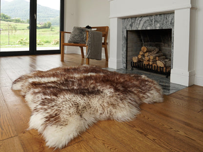 GIANT SHEEPSKIN Double XXL Mouflon brown Throw Genuine leather Sheep Skin 48" x 48" Decorative rug Natural comfy, cozy