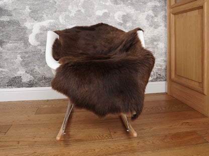 SHEEPSKIN Brown  Throw Genuine leather Sheep Skin Decorative rug brown comfy, cozy, hair is very thick, shiny !