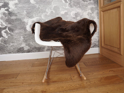 SHEEPSKIN Brown  Throw Genuine leather Sheep Skin Decorative rug brown comfy, cozy, hair is very thick, shiny !