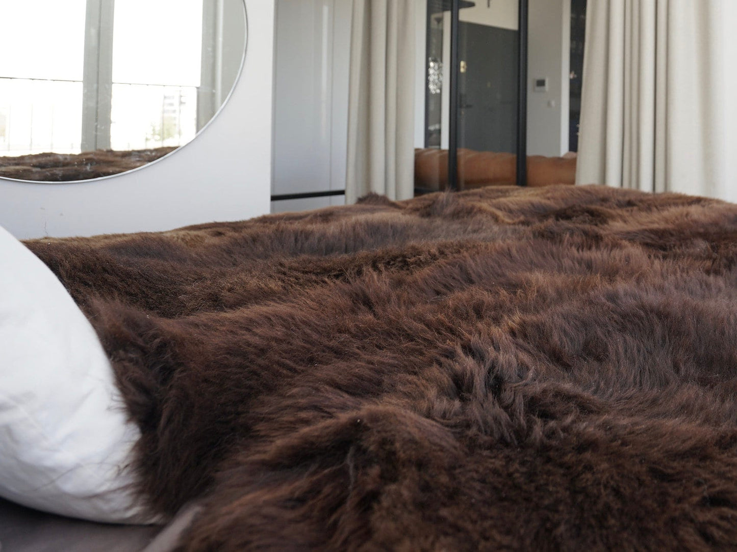 GIANT RUG Eight SHEEPSKIN Brown Throw Genuine Leather Sheep Skin Decorative rug - Brown comfy, cozy, natural very thick!