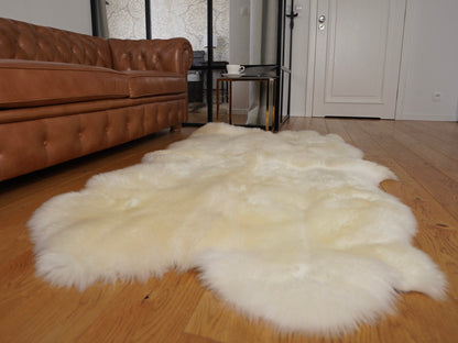 LAMB rug Four SHEEPSKINS White made by lamb, young sheepskins, white, cream fur rug, sheepskin