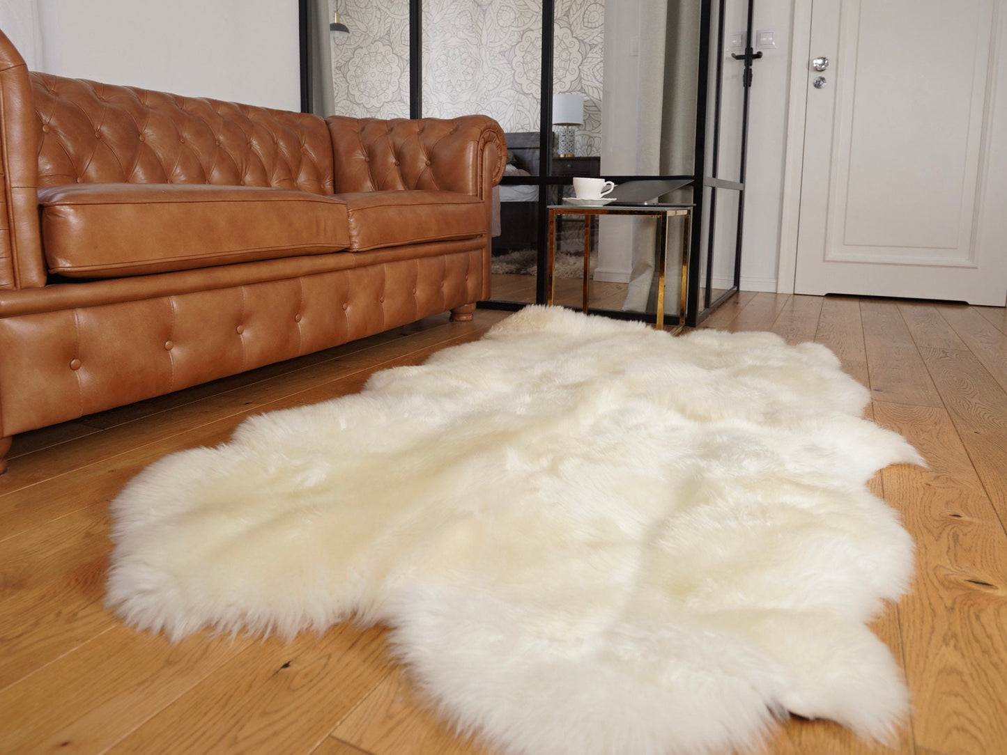 LAMB rug Four SHEEPSKINS White made by lamb, young sheepskins, white, cream fur rug, sheepskin