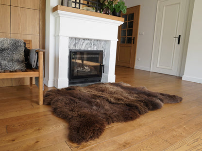 GIANT SHEEPSKIN Triple XXL Brown Throw Genuine leather Sheep Skin 64" x 46" Decorative rug Natural comfy,cozy, hair is very thick, shiny !