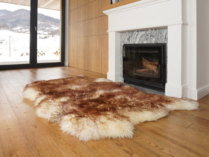 GIANT SHEEPSKIN Triple XXL Mouflon Throw Genuine leather Sheep Skin 64" x 46" Decorative rug Natural comfy,cozy, hair is very thick, shiny !